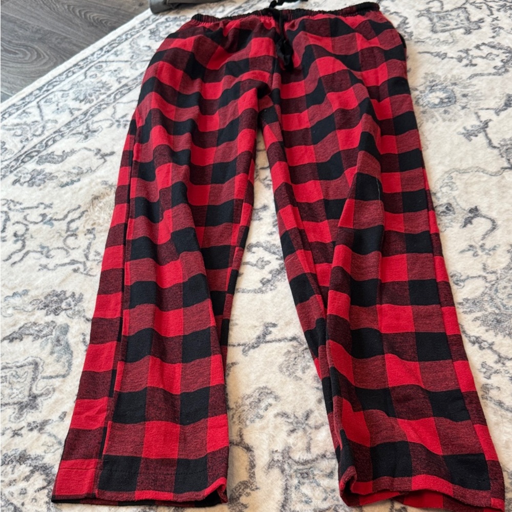 Red and Black Plaid Pajama Pants with Pockets